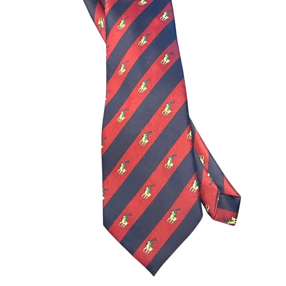 Beautiful Mercedes’ Hand Made Men’s Tie 100% Silk Polo Burgundy Navy